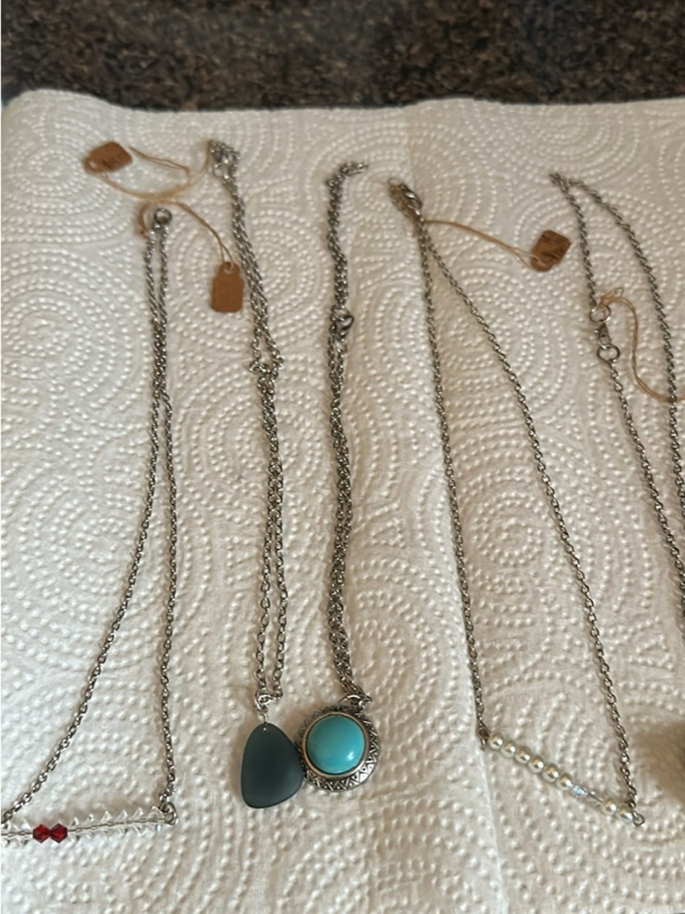 Silver Tone Women’s Necklace with Teal Pendant